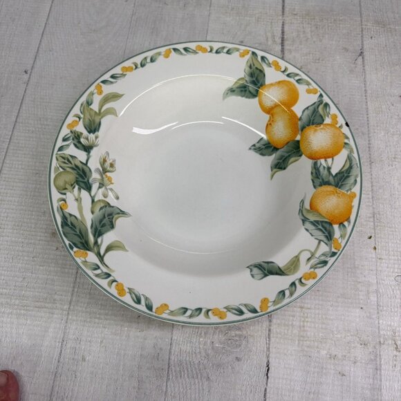 Vintage Julie Pople Avon COUNTRY FRUIT  Porcelain Large Rim Soup Bowls Set of 4 - Picture 8 of 16